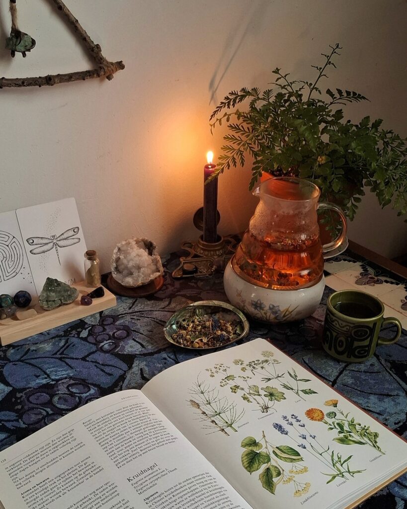 Blissful Mornings kruidenthee in schelp, sfeervol theemoment met kaarslicht