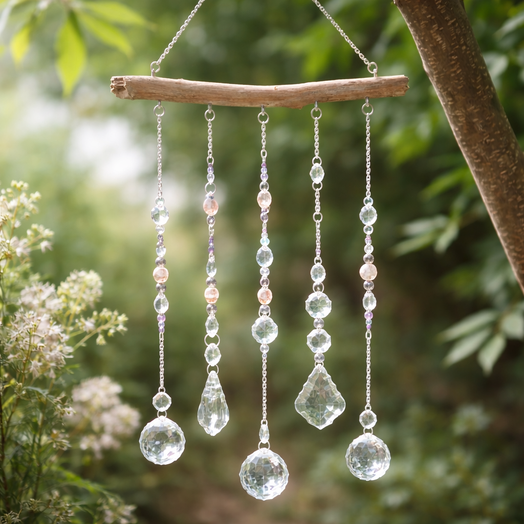 Tangled8Petals suncatchter met kristal op lichte lente dag